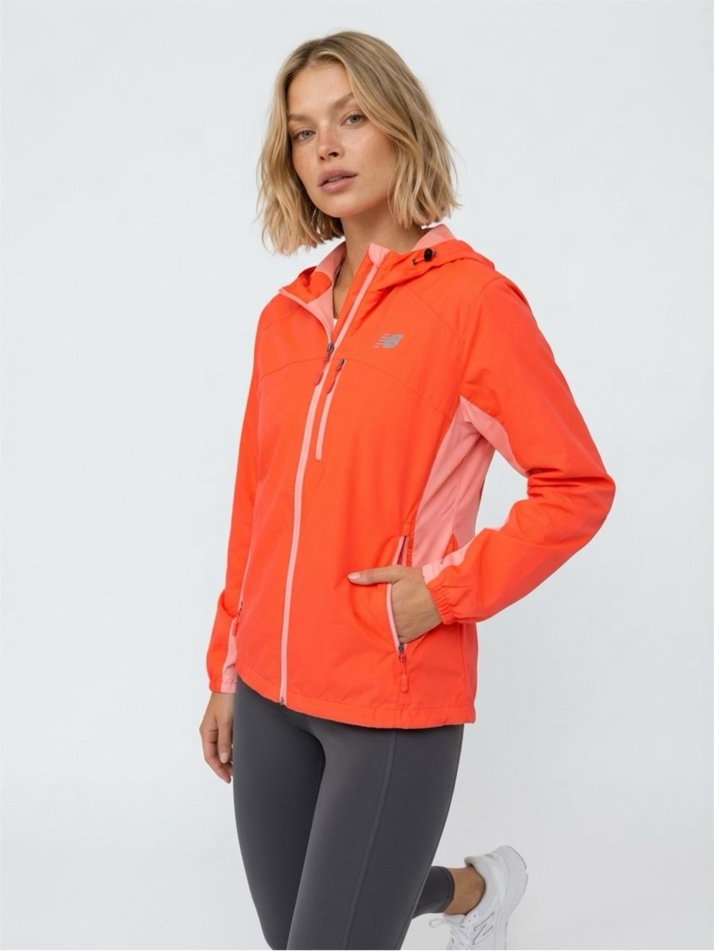 New Balance Womens Coral Hooded Windbreaker Jacket Loose Fit Water-Resistant XL